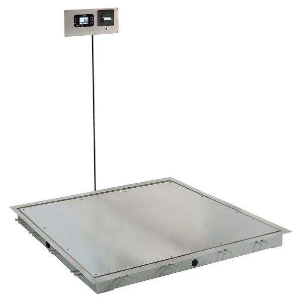 Detecto Solace In-Floor Stainless Steel Dialysis Scale with Printer - 48  x 48  SS Deck Supply