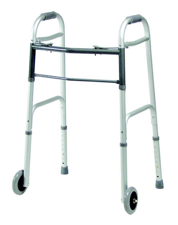 Graham Field Dual Release Folding Walkers with 5  Fixed Wheels - Adult, 4 Each Per Case For Cheap