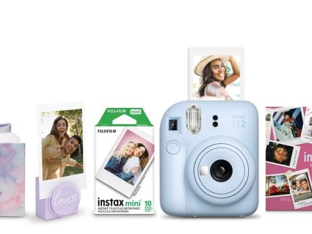 FUJIFILM INSTAX MINI 12 Instant Film Holiday Camera Bundle (Pastel Blue) For Sale