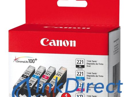 Genuine Canon  2946B004AA  CLI-221 (BK C M Y) Ink Tank Black & Color Hot on Sale